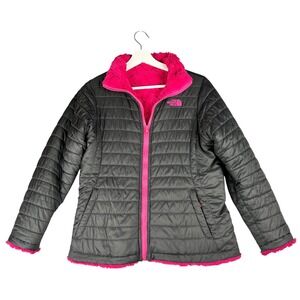 The North Face Reversible Puffer Jacket Kids Black Pink Fleece Lined  reversable